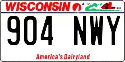 WI license plate 904NWY