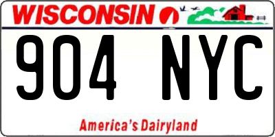 WI license plate 904NYC