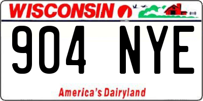WI license plate 904NYE