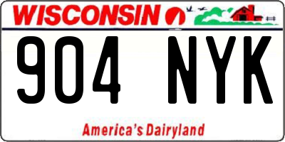 WI license plate 904NYK