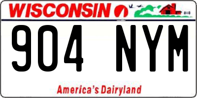 WI license plate 904NYM