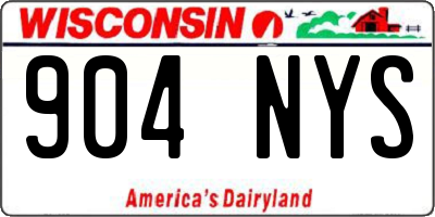 WI license plate 904NYS