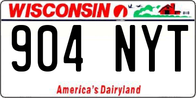 WI license plate 904NYT