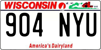 WI license plate 904NYU