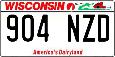 WI license plate 904NZD