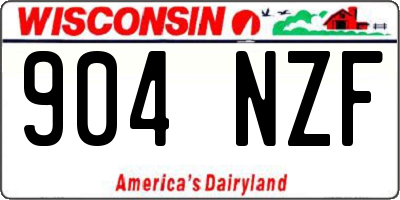 WI license plate 904NZF