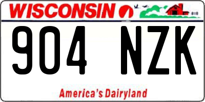WI license plate 904NZK