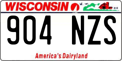 WI license plate 904NZS