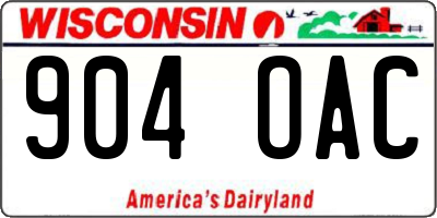 WI license plate 904OAC