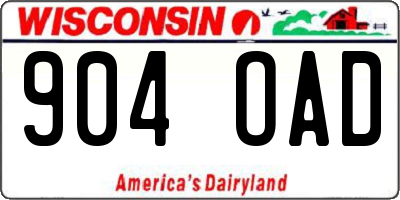 WI license plate 904OAD