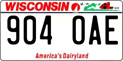 WI license plate 904OAE