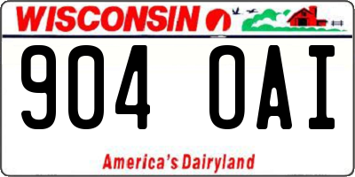 WI license plate 904OAI