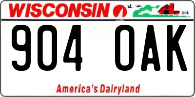 WI license plate 904OAK