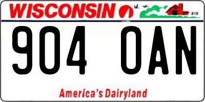 WI license plate 904OAN