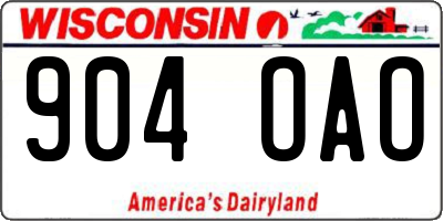 WI license plate 904OAO