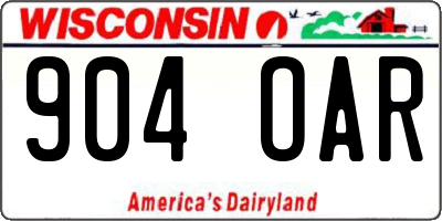 WI license plate 904OAR