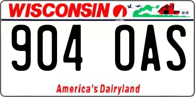 WI license plate 904OAS