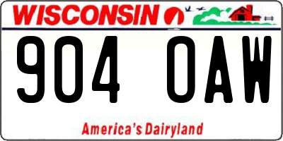 WI license plate 904OAW