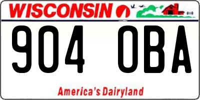 WI license plate 904OBA