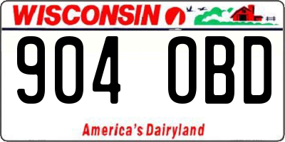 WI license plate 904OBD