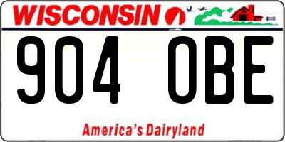 WI license plate 904OBE
