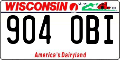 WI license plate 904OBI