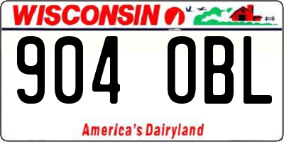 WI license plate 904OBL