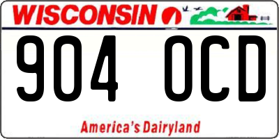 WI license plate 904OCD
