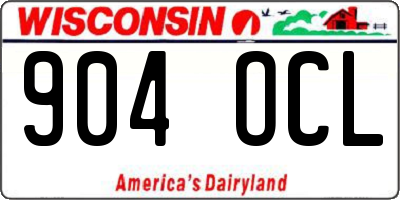WI license plate 904OCL