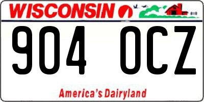 WI license plate 904OCZ