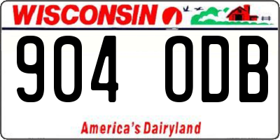WI license plate 904ODB