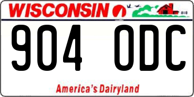 WI license plate 904ODC