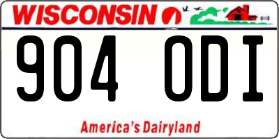 WI license plate 904ODI