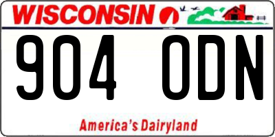 WI license plate 904ODN