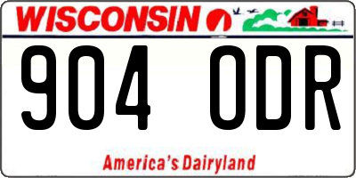 WI license plate 904ODR