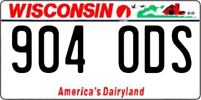 WI license plate 904ODS