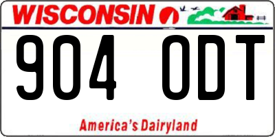 WI license plate 904ODT