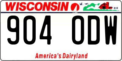 WI license plate 904ODW