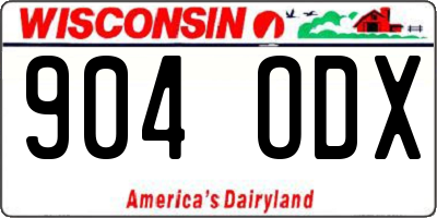 WI license plate 904ODX