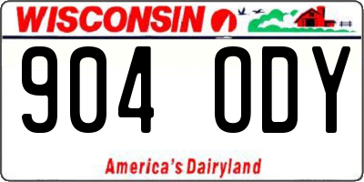 WI license plate 904ODY