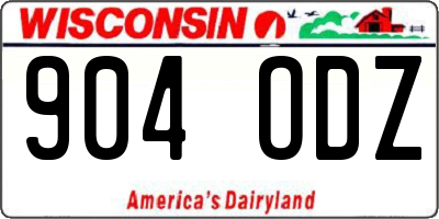 WI license plate 904ODZ