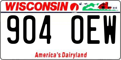 WI license plate 904OEW