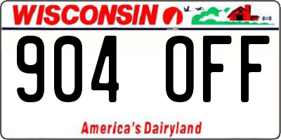 WI license plate 904OFF