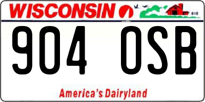 WI license plate 904OSB