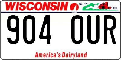 WI license plate 904OUR