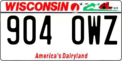 WI license plate 904OWZ