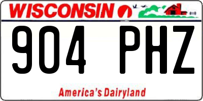 WI license plate 904PHZ