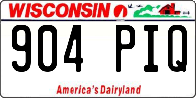 WI license plate 904PIQ