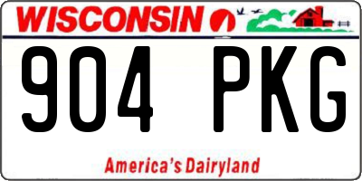 WI license plate 904PKG