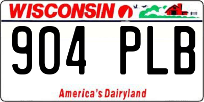WI license plate 904PLB